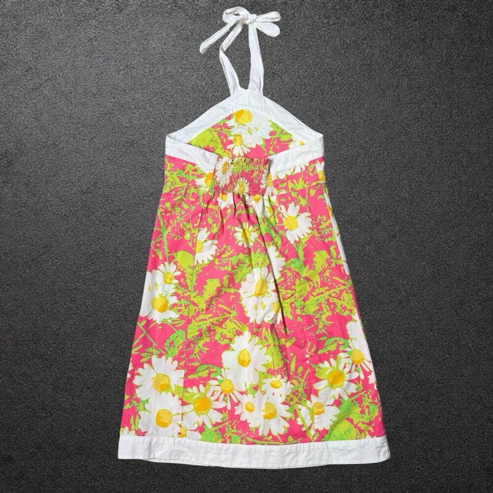 Lilly Pulitzer Halter Dress Girls 8 Floral Daisies Crochet Hotty Pink Resort - Picture 5 of 11
